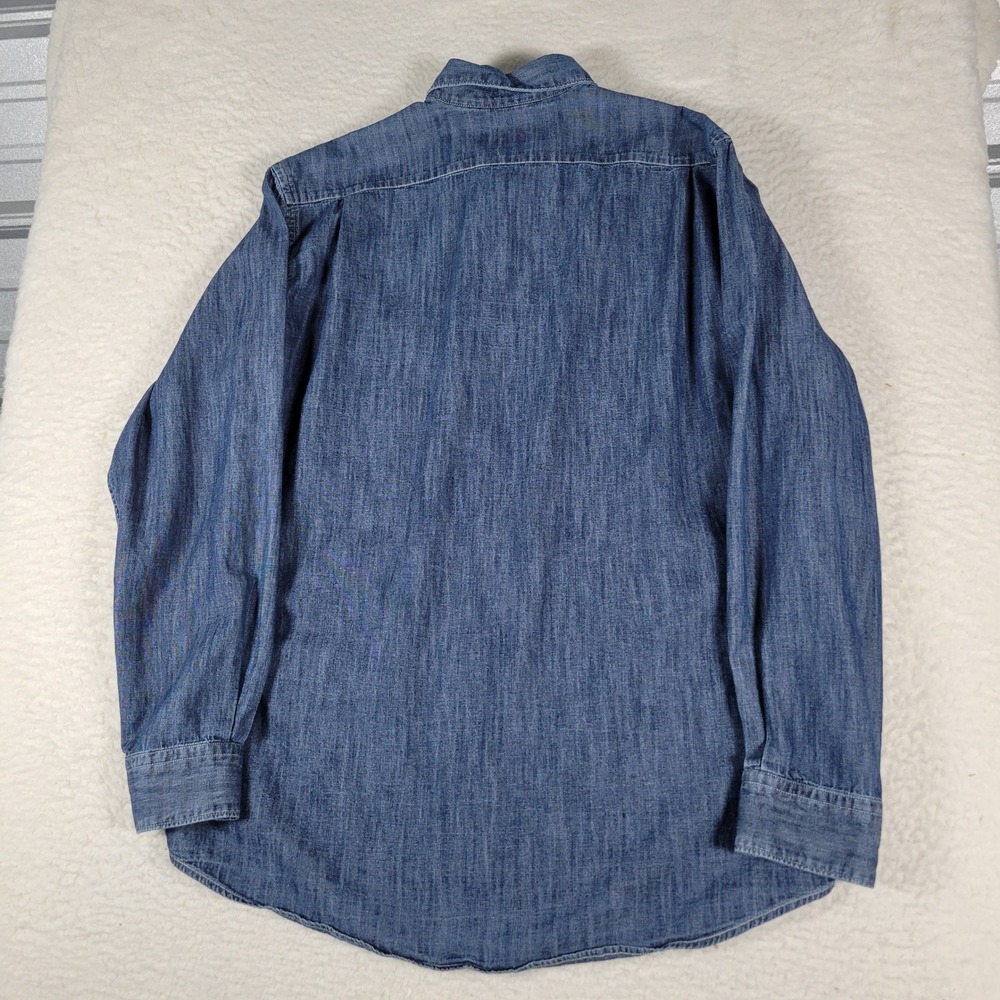 Lacoste Denim Shirt Mens Size 40 Blue Long Sleeve Button Down Crocodile Logo - Picture 8 of 9